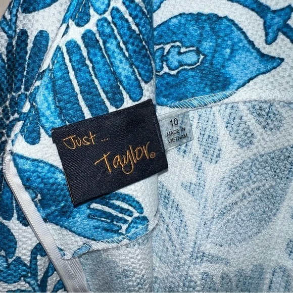 Just…Taylor NWT Halter Dress Pop Hopsak Medallion Leaf Blue Cotton Size 10 - Picture 3 of 14